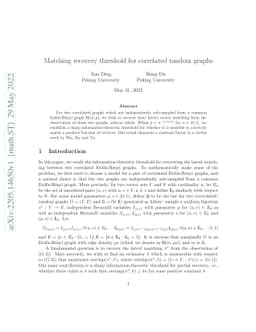 Matching recovery threshold for correlated random graphs