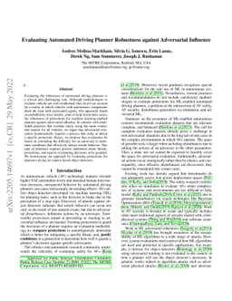 Evaluating Automated Driving Planner Robustness against Adversarial
  Influence
