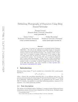 Deblurring Photographs of Characters Using Deep Neural Networks