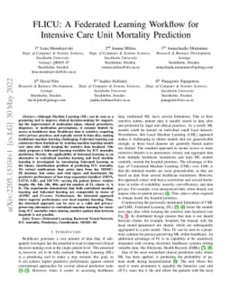 FLICU: A Federated Learning Workflow for Intensive Care Unit Mortality
  Prediction