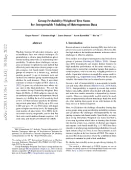 Group Probability-Weighted Tree Sums for Interpretable Modeling of
  Heterogeneous Data