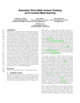 Automatic Short Math Answer Grading via In-context Meta-learning