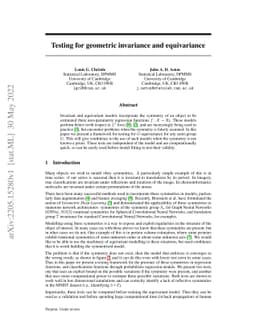 Testing for Geometric Invariance and Equivariance