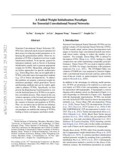 A Unified Weight Initialization Paradigm for Tensorial Convolutional
  Neural Networks