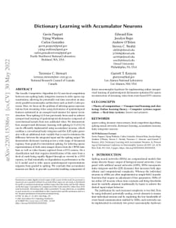 Dictionary Learning with Accumulator Neurons