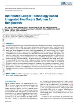 Distributed Ledger Technology based Integrated Healthcare Solution for
  Bangladesh