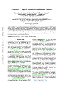 APPReddit: a Corpus of Reddit Posts Annotated for Appraisal