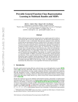 Provable General Function Class Representation Learning in Multitask
  Bandits and MDPs