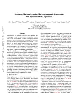 Dropbear: Machine Learning Marketplaces made Trustworthy with Byzantine
  Model Agreement