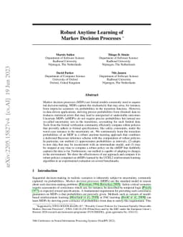 Robust Anytime Learning of Markov Decision Processes
