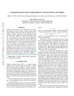 SAR Despeckling Using Overcomplete Convolutional Networks