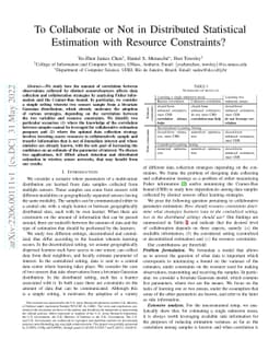 To Collaborate or Not in Distributed Statistical Estimation with
  Resource Constraints?