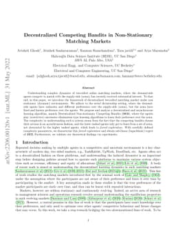 Decentralized Competing Bandits in Non-Stationary Matching Markets