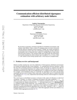 Communication-efficient distributed eigenspace estimation with arbitrary
  node failures