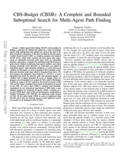 CBS-Budget (CBSB): A Complete and Bounded Suboptimal Search for
  Multi-Agent Path Finding
