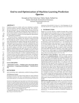 End-to-end Optimization of Machine Learning Prediction Queries