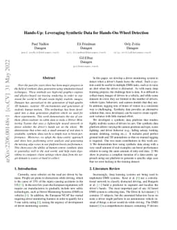 Hands-Up: Leveraging Synthetic Data for Hands-On-Wheel Detection