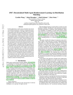 DM$^2$: Decentralized Multi-Agent Reinforcement Learning for
  Distribution Matching