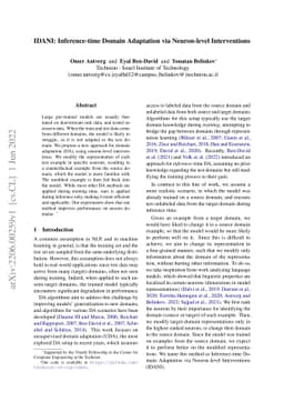 IDANI: Inference-time Domain Adaptation via Neuron-level Interventions