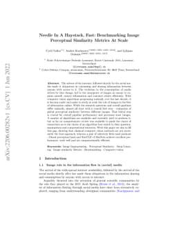 Needle In A Haystack, Fast: Benchmarking Image Perceptual Similarity
  Metrics At Scale