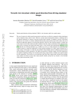 Towards view-invariant vehicle speed detection from driving simulator
  images