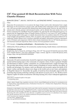 CD$^2$: Fine-grained 3D Mesh Reconstruction With Twice Chamfer Distance