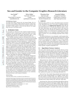 Sex and Gender in the Computer Graphics Research Literature