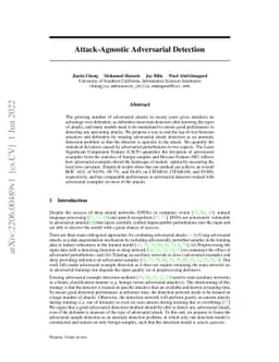 Attack-Agnostic Adversarial Detection