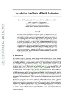 Incentivizing Combinatorial Bandit Exploration
