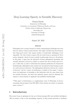 Deep Learning Opacity in Scientific Discovery
