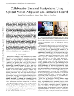 Collaborative Bimanual Manipulation Using Optimal Motion Adaptation and
  Interaction Control