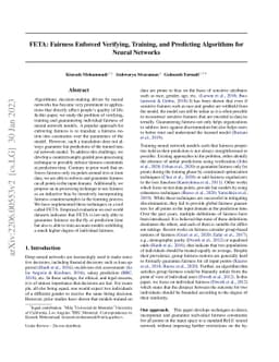 FETA: Fairness Enforced Verifying, Training, and Predicting Algorithms
  for Neural Networks