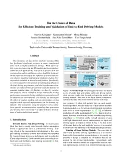 On the Choice of Data for Efficient Training and Validation of
  End-to-End Driving Models