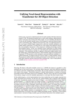 Unifying Voxel-based Representation with Transformer for 3D Object
  Detection