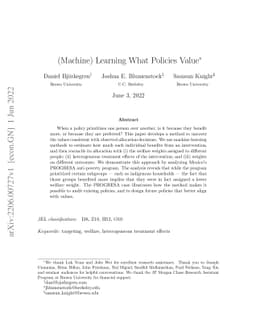 (Machine) Learning What Policies Value