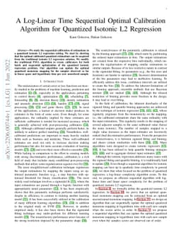 A Log-Linear Time Sequential Optimal Calibration Algorithm for Quantized
  Isotonic L2 Regression