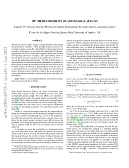 On the reversibility of adversarial attacks