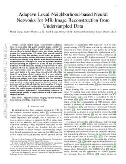 Adaptive Local Neighborhood-based Neural Networks for MR Image Reconstruction from Undersampled Data