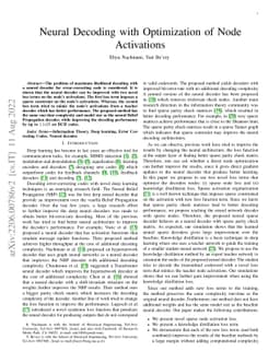 Neural Decoding with Optimization of Node Activations