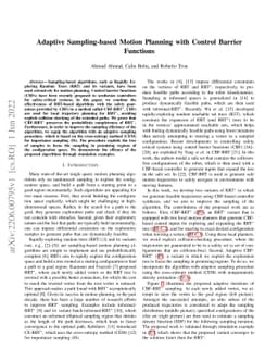 Adaptive Sampling-based Motion Planning with Control Barrier Functions