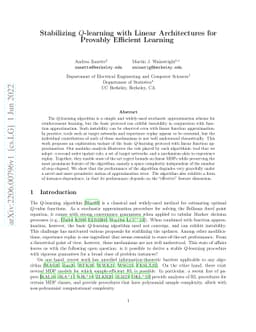 Stabilizing Q-learning with Linear Architectures for Provably Efficient
  Learning