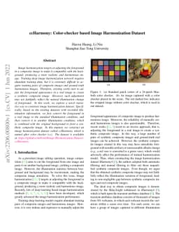 CcHarmony: Color-checker based Image Harmonization Dataset