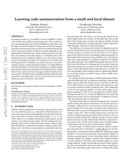 Learning code summarization from a small and local dataset