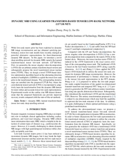 Dynamic MRI using Learned Transform-based Tensor Low-Rank Network
  (LT$^2$LR-Net)
