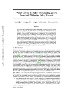 Watch Out for the Safety-Threatening Actors: Proactively Mitigating
  Safety Hazards