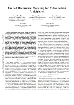 Unified Recurrence Modeling for Video Action Anticipation