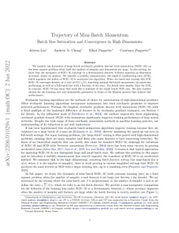 Trajectory of Mini-Batch Momentum: Batch Size Saturation and Convergence
  in High Dimensions