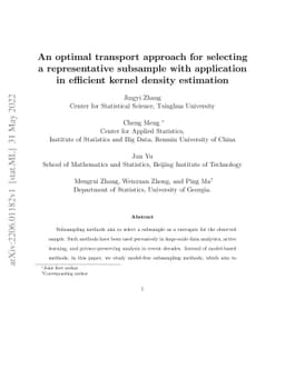 An optimal transport approach for selecting a representative subsample
  with application in efficient kernel density estimation