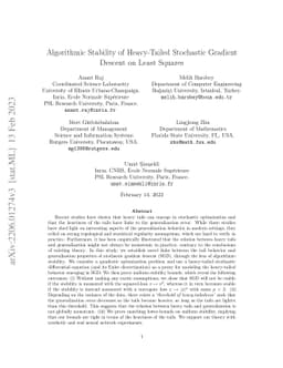 Algorithmic Stability of Heavy-Tailed Stochastic Gradient Descent on
  Least Squares