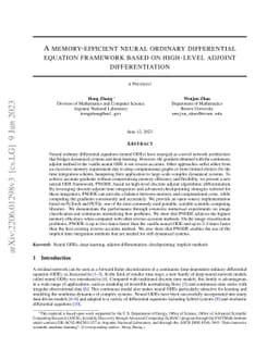 A memory-efficient neural ODE framework based on high-level adjoint
  differentiation
